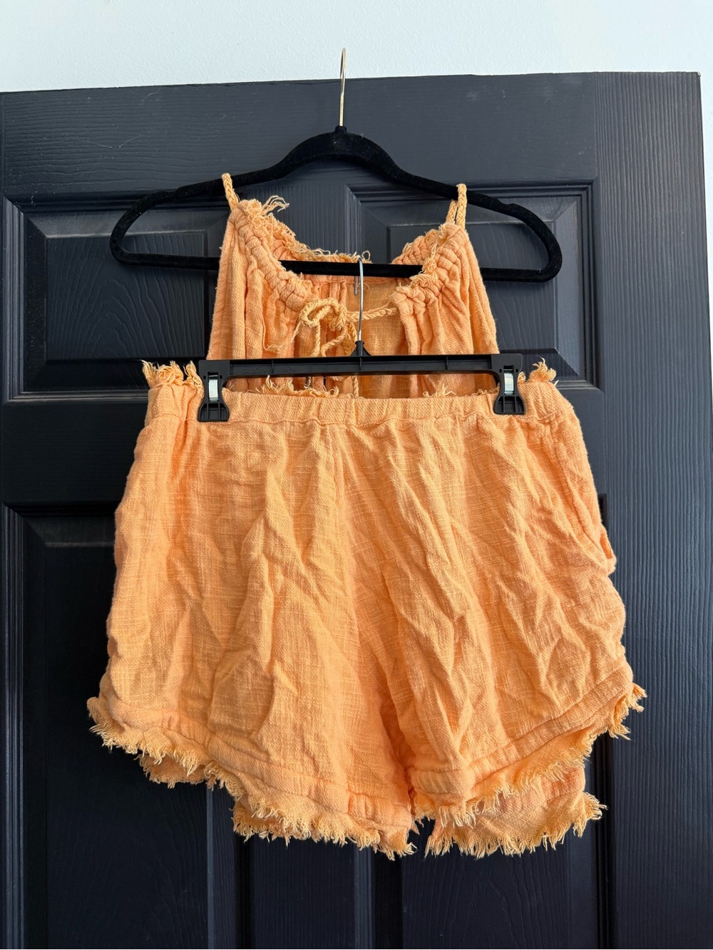 Free People Light Orange Two Piece Tank and Shorts Set, Size M, EUC - Picture 2 of 9